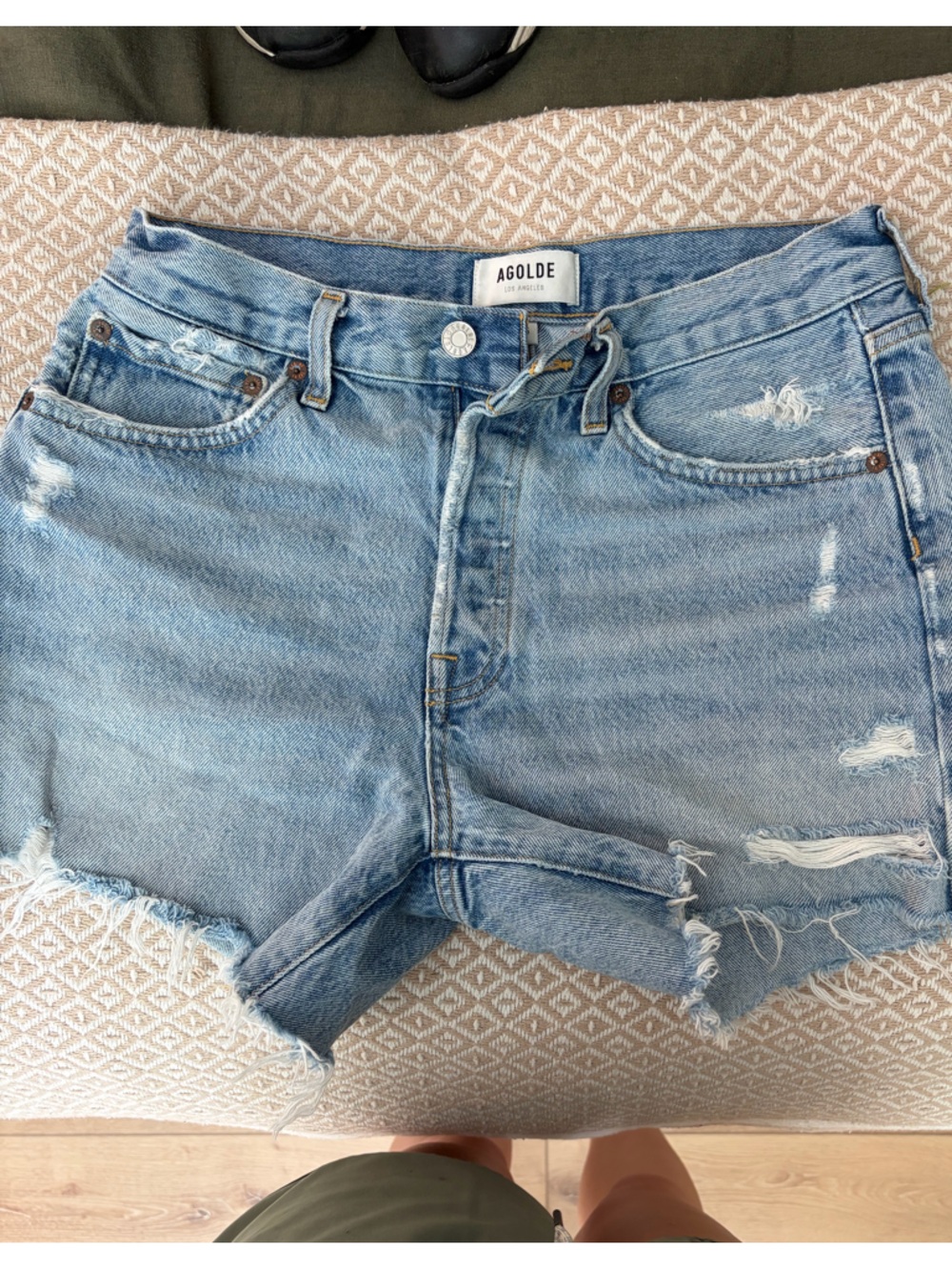 Agolde long Parker denim shorts